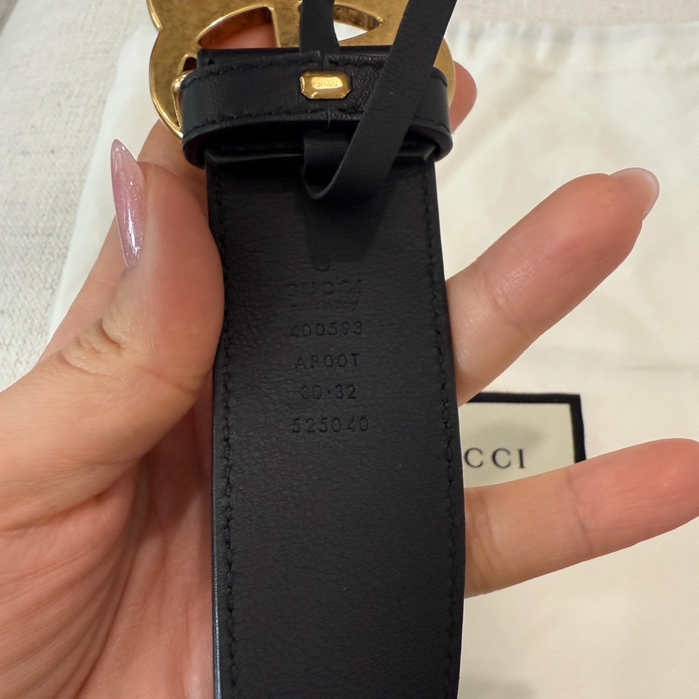 Gucci Black Belt with Gold Hardware - Picture 2 of 4